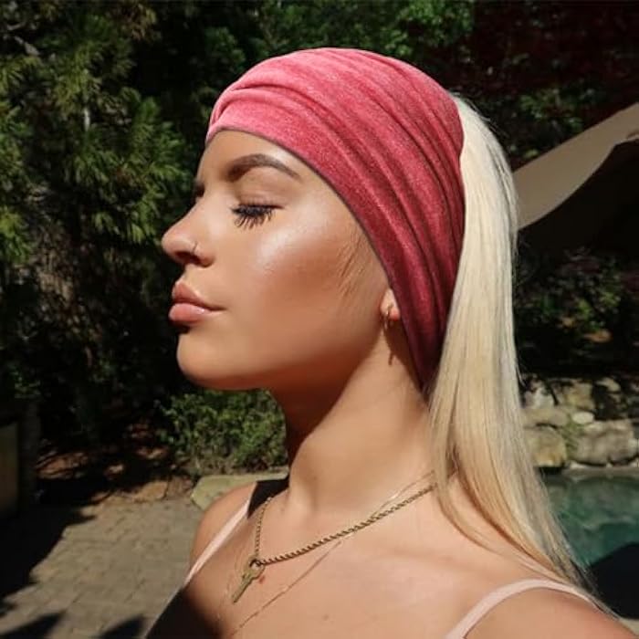 DRESHOW Extra Wide Headbands for Women Cotton Turban Knotted Bandana Head Bands Non Slip Boho Hair Accessories for Sports & Yoga - Image 4